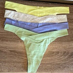 PINK Victoria's Secret Thong in Yellow, Grey, Blue, and Green size Medium NWT